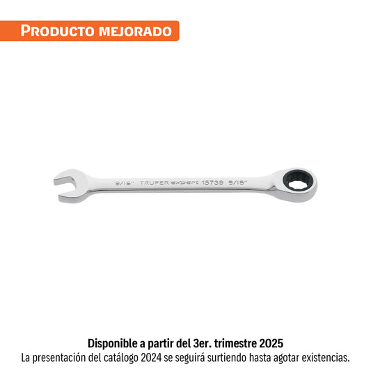 Llave combinada con matraca 9/16' x 185 mm largo, Expert