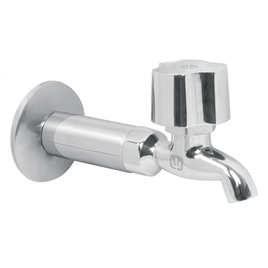 Llave 1/2' para fregadero con niple y chapeton, cromo, BASIC