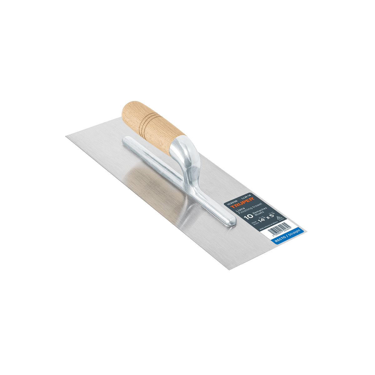 Llana 14' canto recto, 10 remaches, mgo madera, Truper