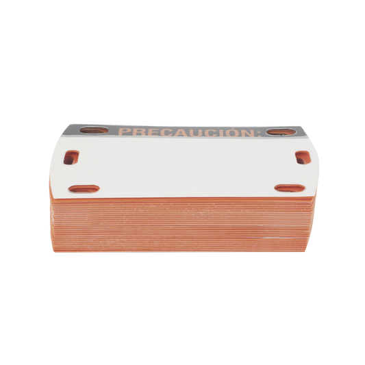 Etiqueta Autolaminada para Identificaci�n de Fibra �ptica Paquete de 25 Piezas, Para Uso Interior/Exterior, Dimensiones de 90 x 50 mm (3.54 x 1.97 Pulgadas), Color Negro con Naranja