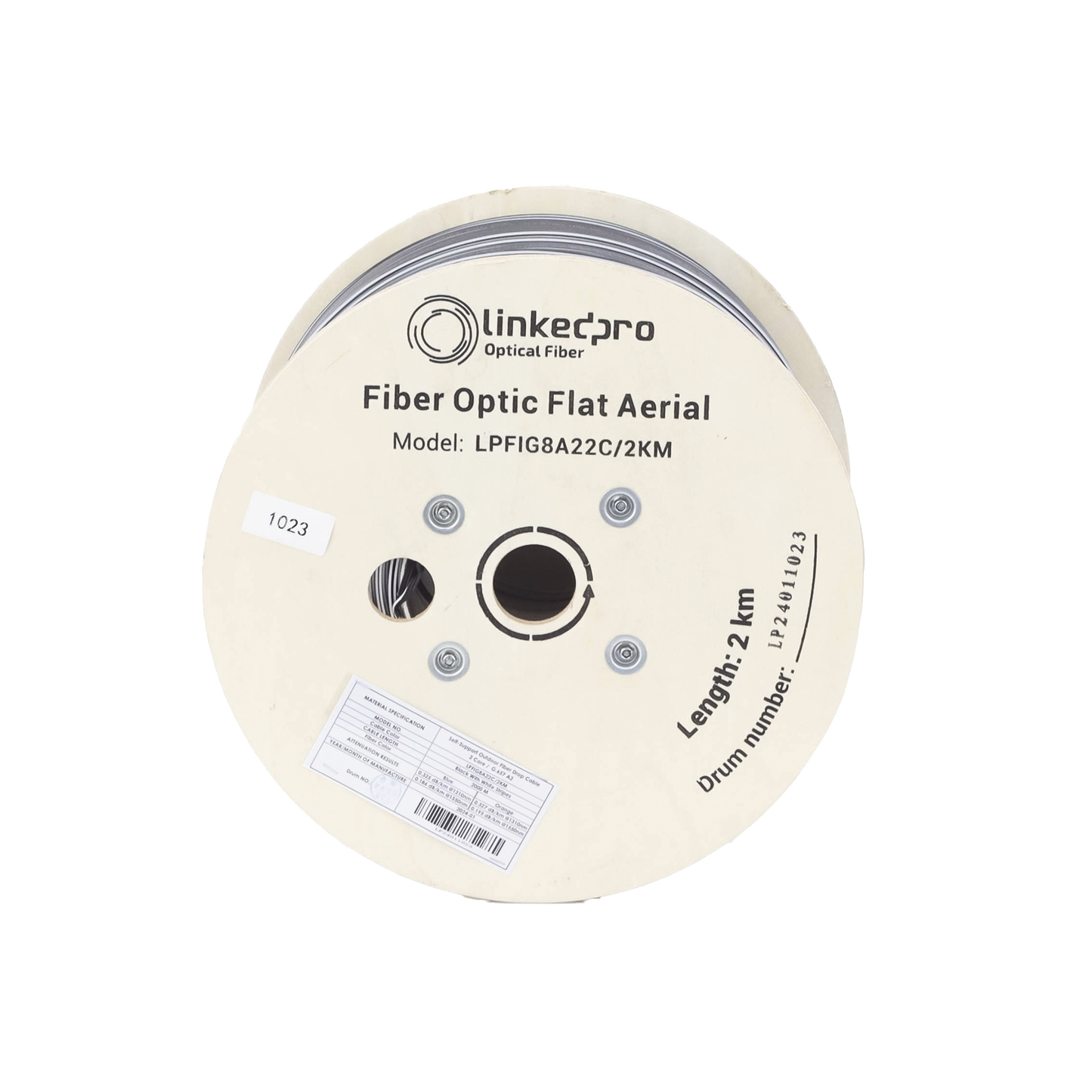 Carrete de 2 Kil�metros (6561.68 Pies) de Fibra �ptica A�rea Mini Figura 8 G.657A2 Tipo Drop Plana, Monomodo de 2 Hilos (Bifibra), Color Negro, (No Soporta Conectores Mec�nicos)