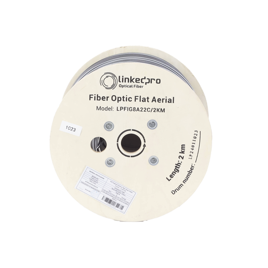 Carrete de 2 Kil�metros (6561.68 Pies) de Fibra �ptica A�rea Mini Figura 8 G.657A2 Tipo Drop Plana, Monomodo de 2 Hilos (Bifibra), Color Negro, (No Soporta Conectores Mec�nicos)