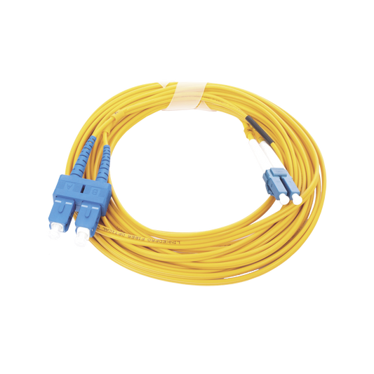 Jumper de Fibra �ptica Monomodo 9/125 LC/UPC-SC/UPC, PVC, 2.0 mm, D�plex, Amarillo, 5 Metros (16.40 Pies)