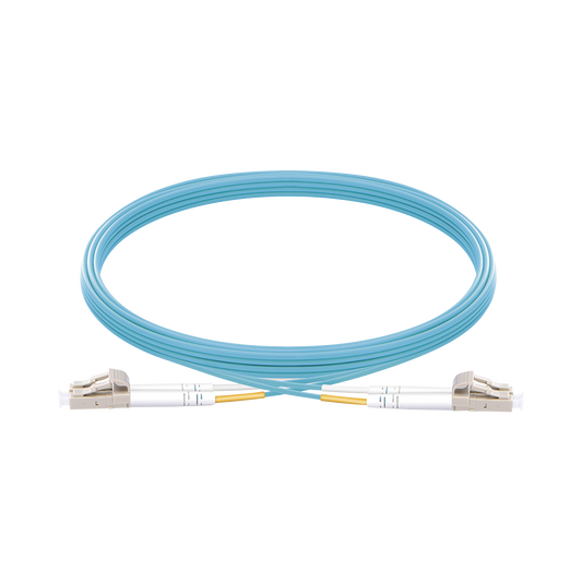 Jumper de Fibra �ptica Multimodo OM3 50/125 LC-LC OFNR (Riser), 2.0 mm, D�plex, Aqua, 5 Metros (16.40 Pies)