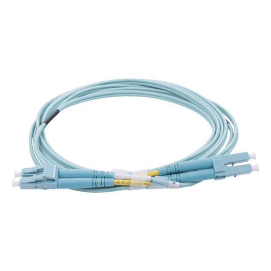 Jumper de Fibra �ptica Multimodo OM4 50/125 LC-LC OFNR (Riser), 2.0 mm, D�plex, Aqua, 2 Metros (6.56 Pies)