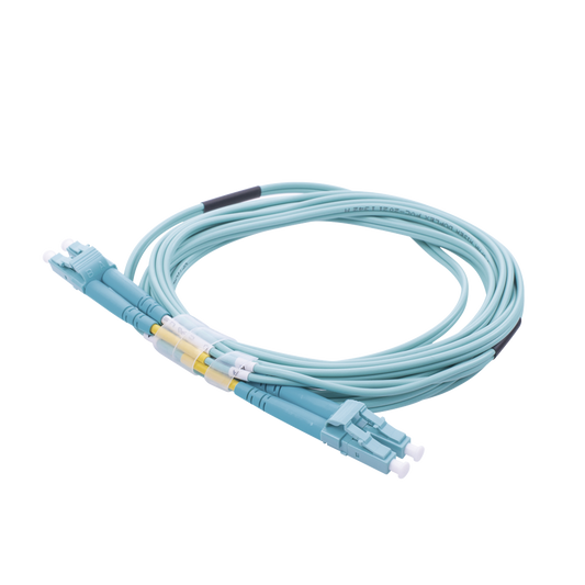 Jumper de Fibra �ptica Multimodo OM4 50/125 LC-LC OFNR (Riser), 2.0 mm, D�plex, Aqua, 3 Metros (9.84 Pies)