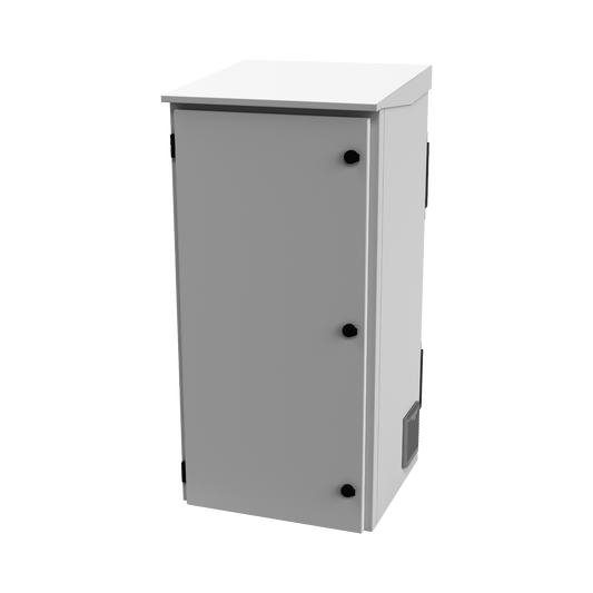 Gabinete de Exterior con Rack de 19" de 24U con Ventiladores y Termostato, Se envía el Gabinete Armado (Montaje a poste o torre se vende por separado).