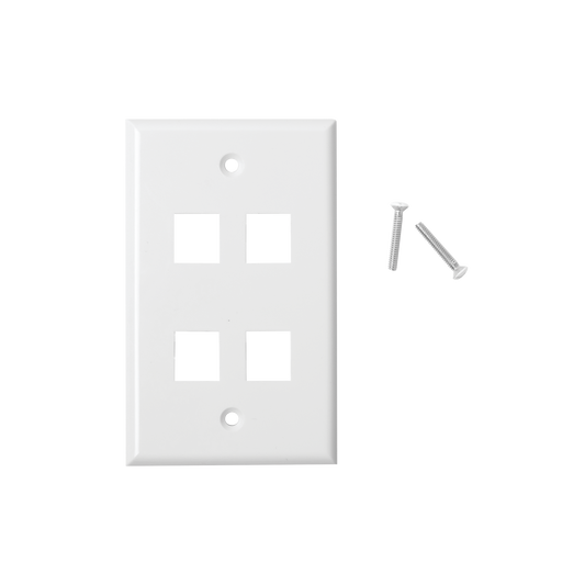 Placa de Pared de 4 Puertos, Keystone, Color Blanco