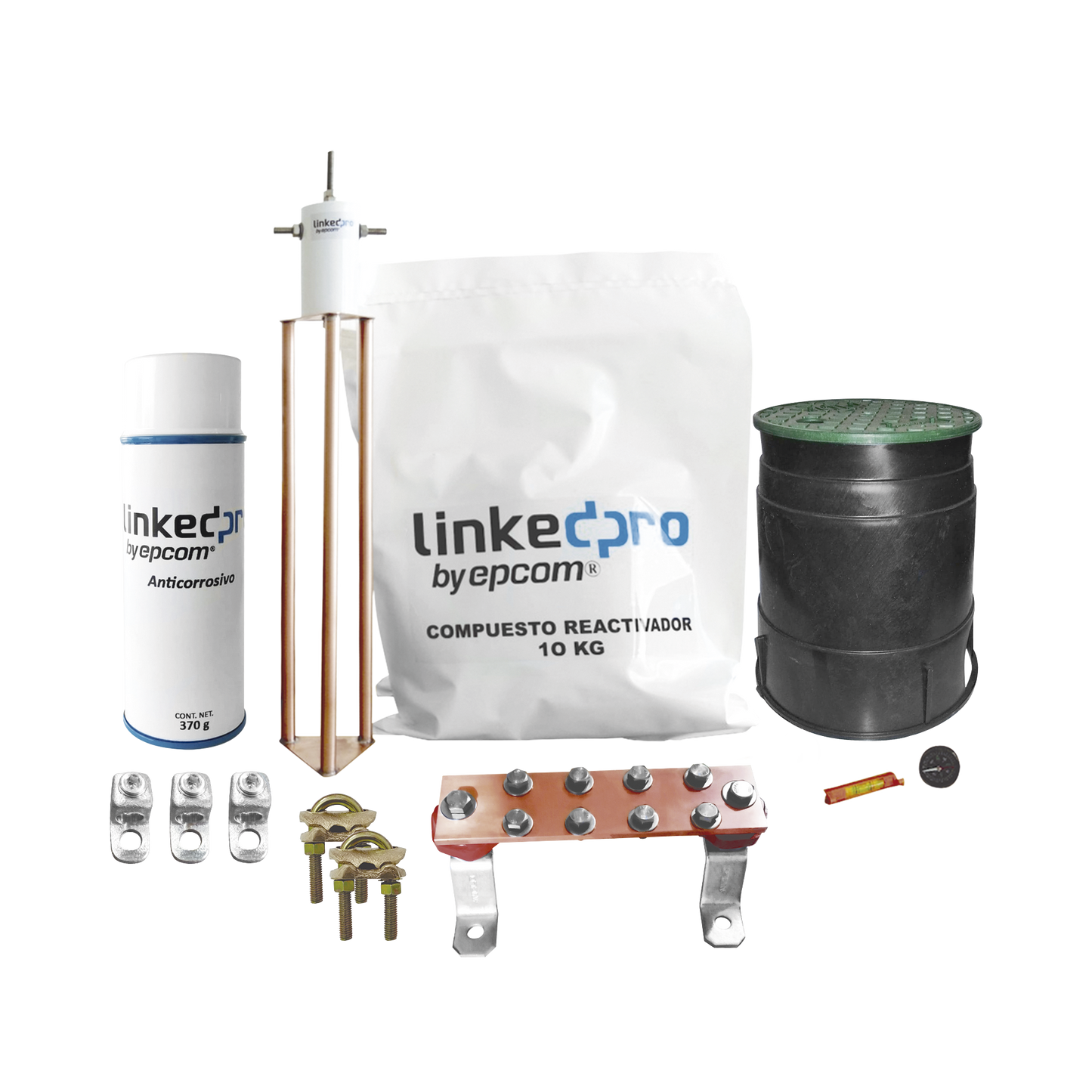 Kit Puesta a Tierra 30A / Electrodo Cobre Electrol�tico / Dise�o Delta / Filtro Equipotencial / Compuesto 12 kg / Barra Uni�n + Conectores + Registro