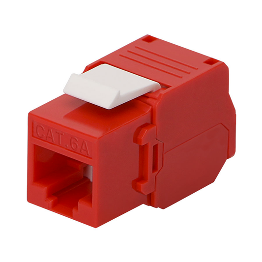 M�dulo Jack Keystone Cat6A (Toolless), con Terminaci�n en �ngulo 180 - Color Rojo, Compatible con Faceplate y Patchpanel Linkedpro