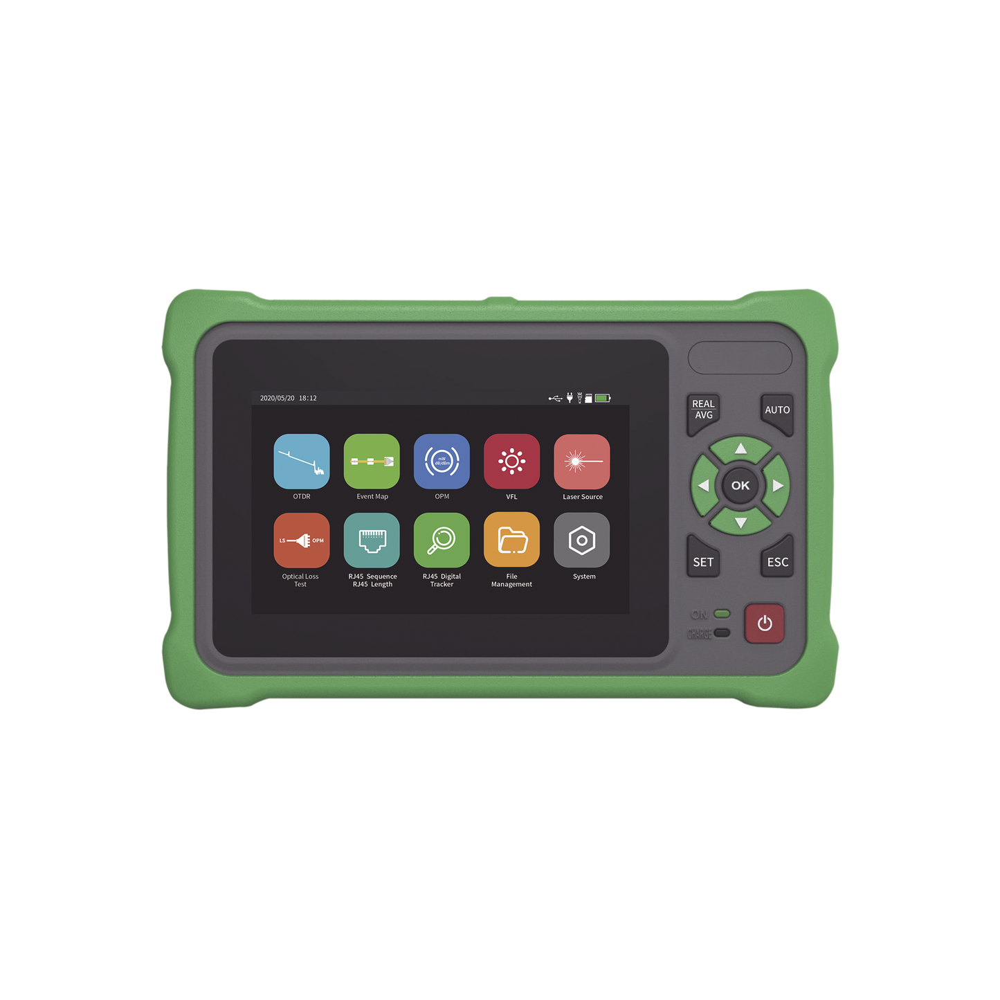 OTDR Touch para Pruebas en los Enlaces de Fibra �ptica / Longitudes de Onda 1310nm y 1550nm / Funci�n VFL 10mW / Funci�n OPM / Funci�n de Mapeo de Cables de Red RJ45 / Recargable / Distancia de Prueba de hasta 260 Kil�metros (853.02 Pies)