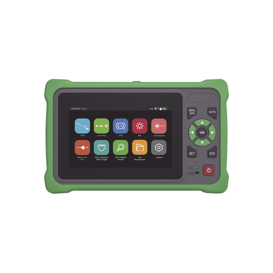 OTDR Touch para Pruebas en los Enlaces de Fibra �ptica / Longitudes de Onda 1310nm y 1550nm / Funci�n VFL 10mW / Funci�n OPM / Funci�n de Mapeo de Cables de Red RJ45 / Recargable / Distancia de Prueba de hasta 260 Kil�metros (853.02 Pies)