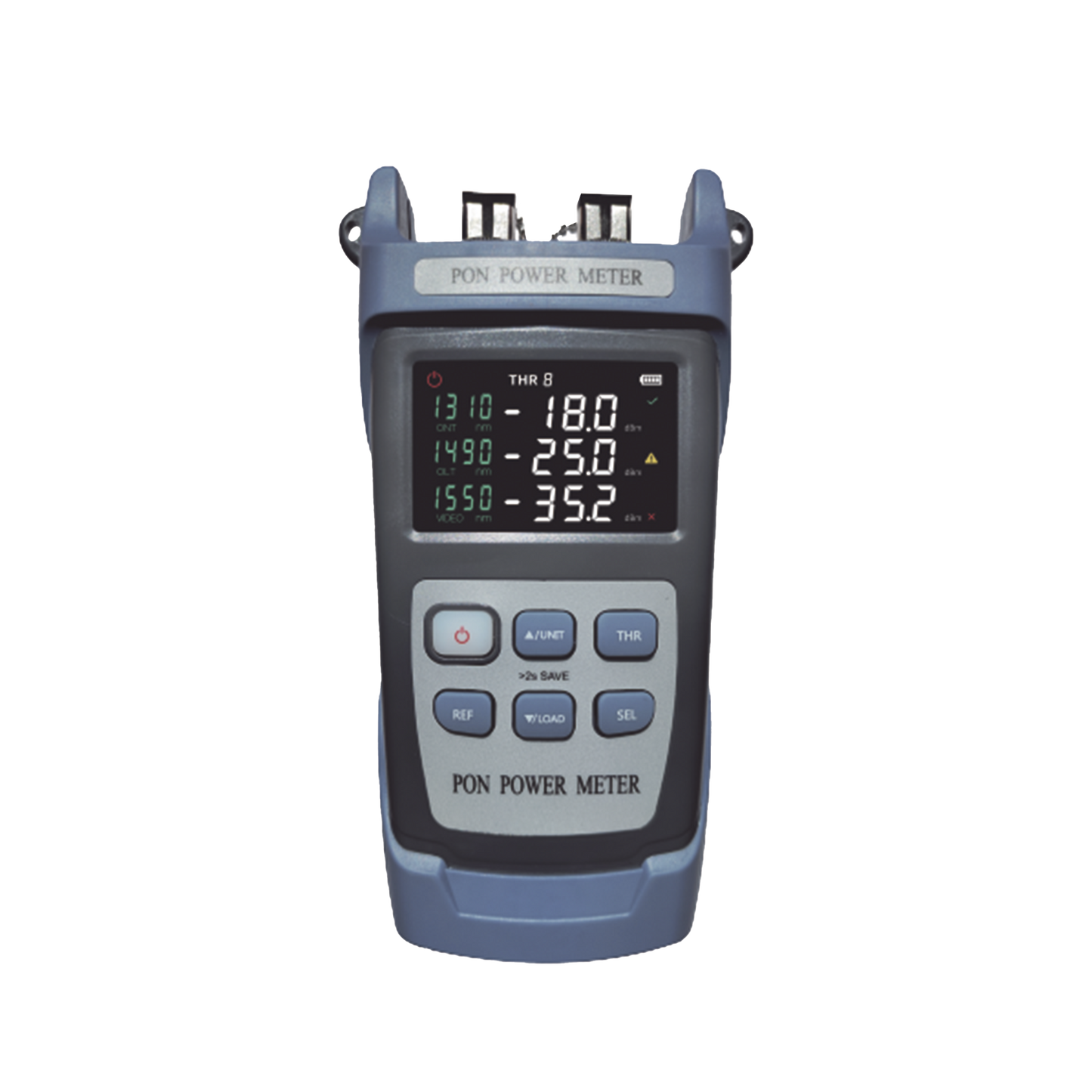 Medidor de Potencia �ptica (OPM) para Fibra �ptica en Redes FTTx / Soporta 3 Longitudes de Onda: 1310nm, 1490nm y 1550nm / Rango de Medici�n de -40 a 25dBm