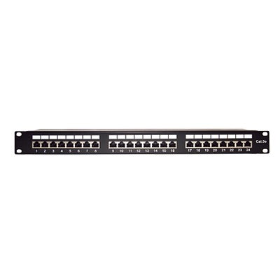 Panel de Parcheo de Impacto Blindado (STP) de 24 Puertos Cat5e, 19 Pulgadas