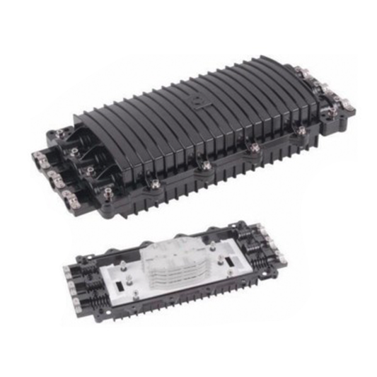 Caja de Distribuci�n de Fibra �ptica Horizontal, hasta 96 Empalmes, Exterior IP68, 3 Puertos de Entrada y Salida
