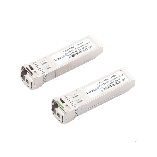 Transceptores Ópticos Bidireccionales SFP+ (Mini-Gbic) / Monomodo 1270 & 1330 nm / 10 Gbps / 1000BASE-BX / Conector LC/UPC Simplex / DDM / Hasta 40 km / 2 Piezas
