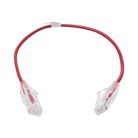 Cable de Parcheo Slim UTP Cat6 - 30 cm (11.81 Pulgadas) Rojo Di�metro Reducido (28 AWG)