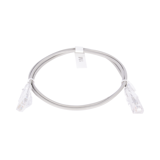 Cable de Parcheo Slim UTP Cat6 - 1 Metro (3.28 Pies), Gris, Di�metro Reducido (28 AWG)