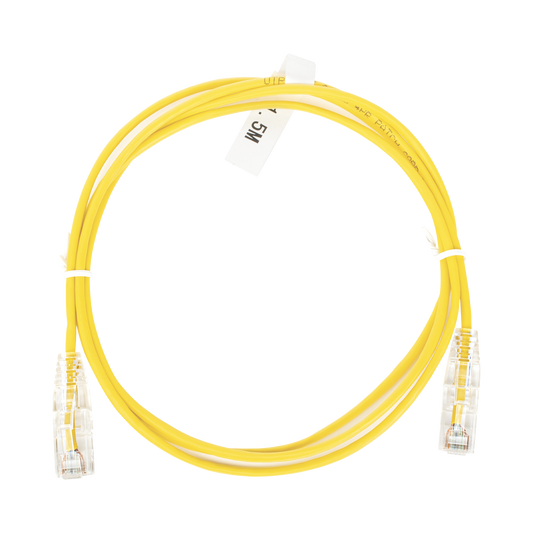 Cable de Parcheo Slim UTP Cat6 - 1.5 Metros (4.92 Pies) Amarillo Di�metro Reducido (28 AWG)