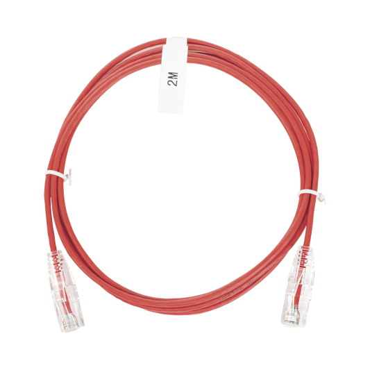 Cable de Parcheo Slim UTP Cat6 - 2 Metros (6.56 Pies) Rojo Di�metro Reducido (28 AWG)