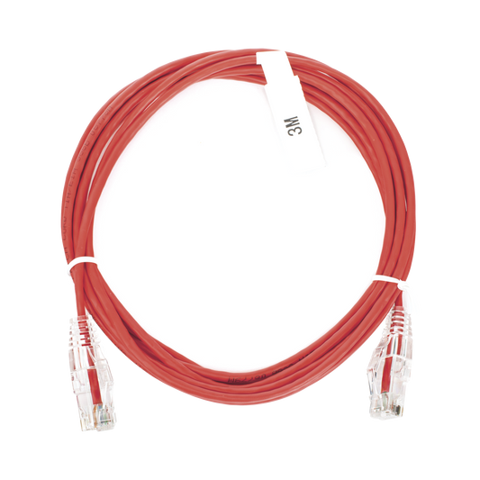 Cable de Parcheo Slim UTP Cat6 - 3 Metros (9.84 Pies) Rojo Di�metro Reducido (28 AWG)
