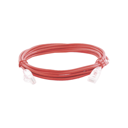 Cable de Parcheo Slim UTP Cat6A - 3 Metros (9.84 Pies) Rojo, Di�metro Reducido (28 AWG)