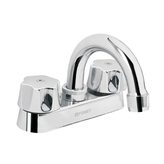 Mezcladora 4' para lavabo, cuello curvo, cartucho compresión