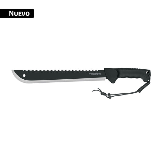 Machete doble filo 14', cacha inyectada, con funda, TRUPER