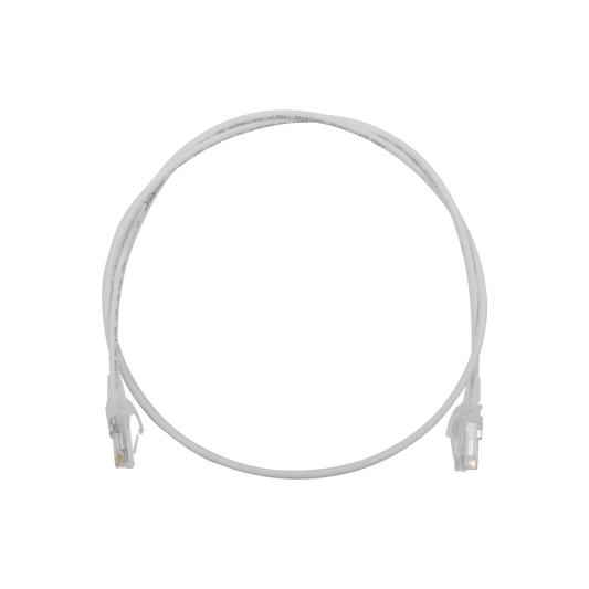 Patch Cord MC6 Modular Cat6 UTP, CM/LS0H, 0.91 Metros (3 Pies), Color Blanco, Di�metro Reducido (28AWG)