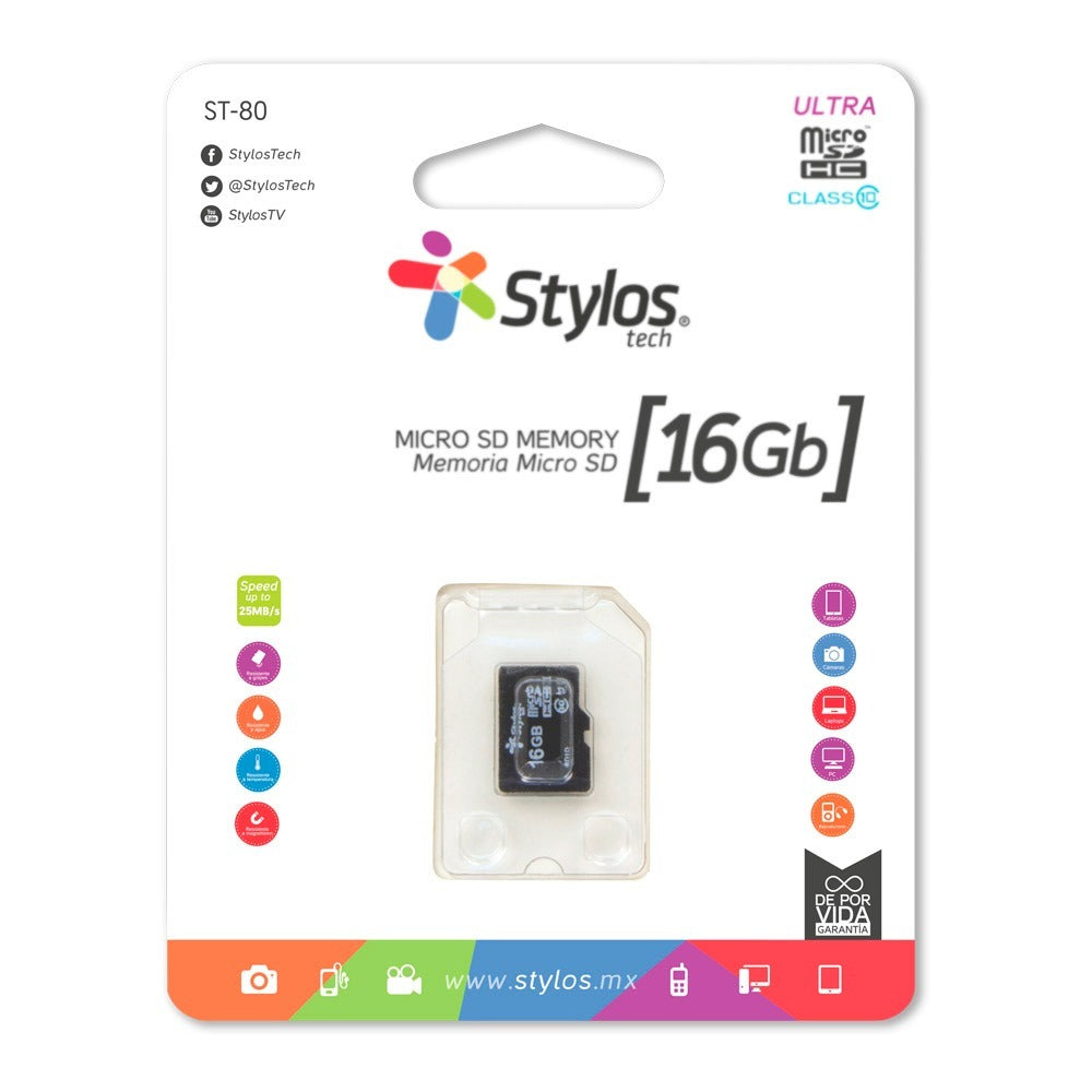 Memoria Micro SD 16GB Stylos STMSDS2B - Vista 3