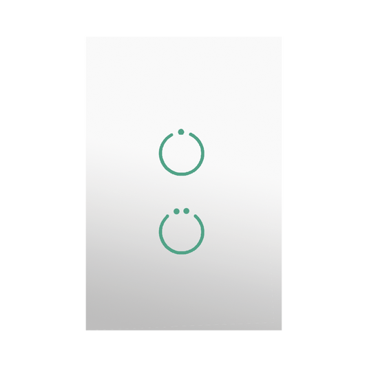 (ZWAVE) Interruptor On/Off panel táctil touch inalámbrico Zwave Plus 2 botones. No requiere cable neutro, Compatible con Hubitat HC8, Álula  M2M, otros