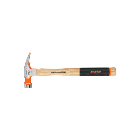 Martillo pulido 20 oz uña recta, mango hickory, Truper Grip