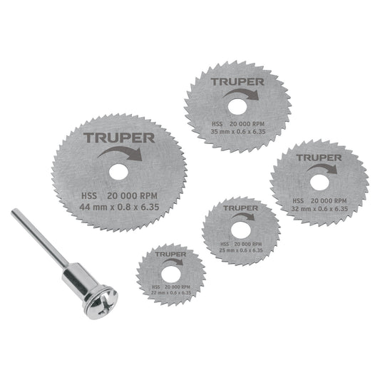 Kit de minidiscos sierra p/herramienta rotativa,5 pzs,TRUPER