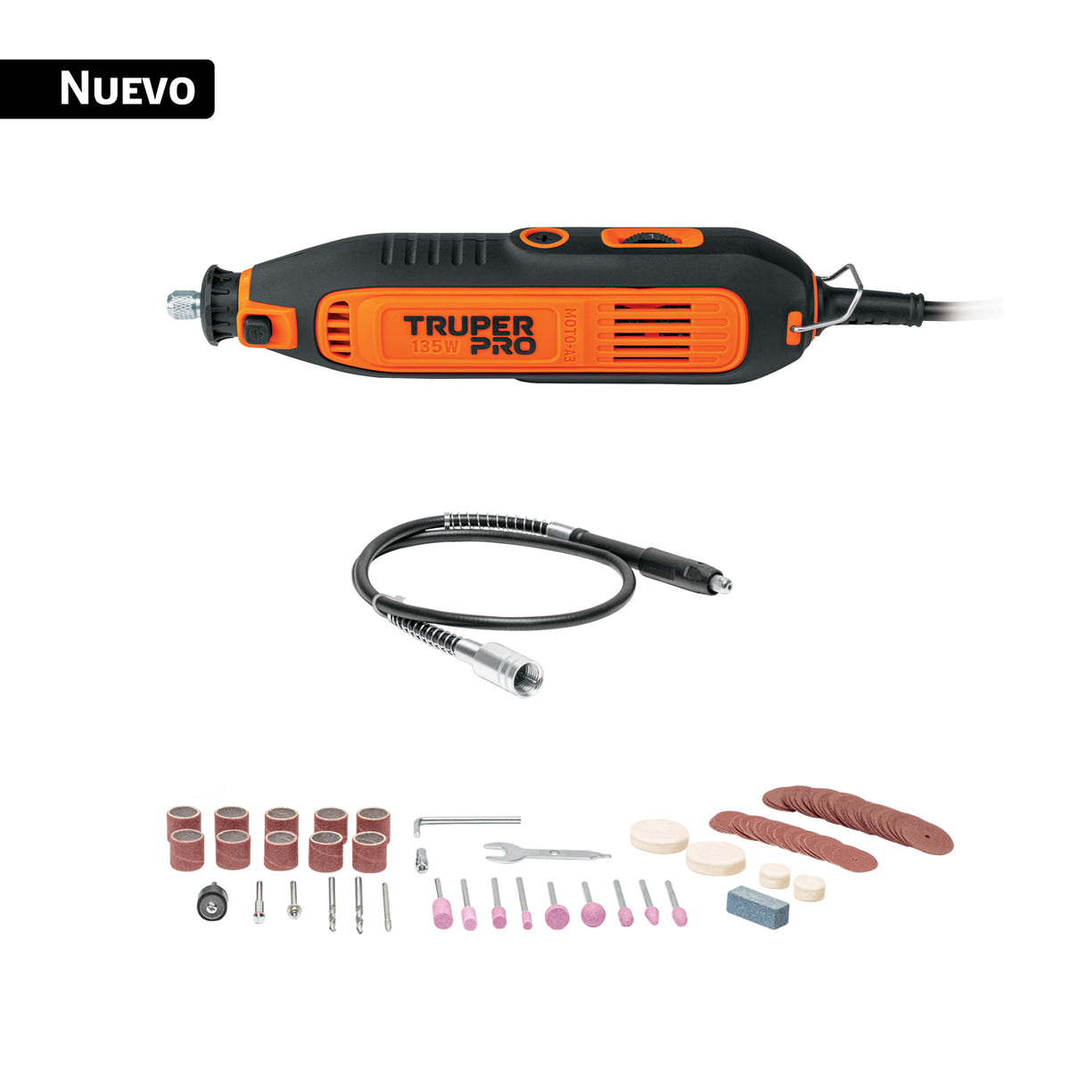 Herramienta rotativa profesional 135 W con 97 accesorios