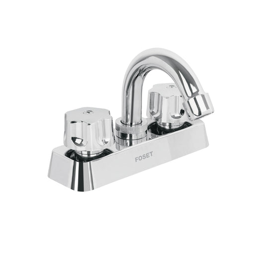 Mezcladora 4' lavabo, ABS, cuello curvo, hexagonal, BASIC