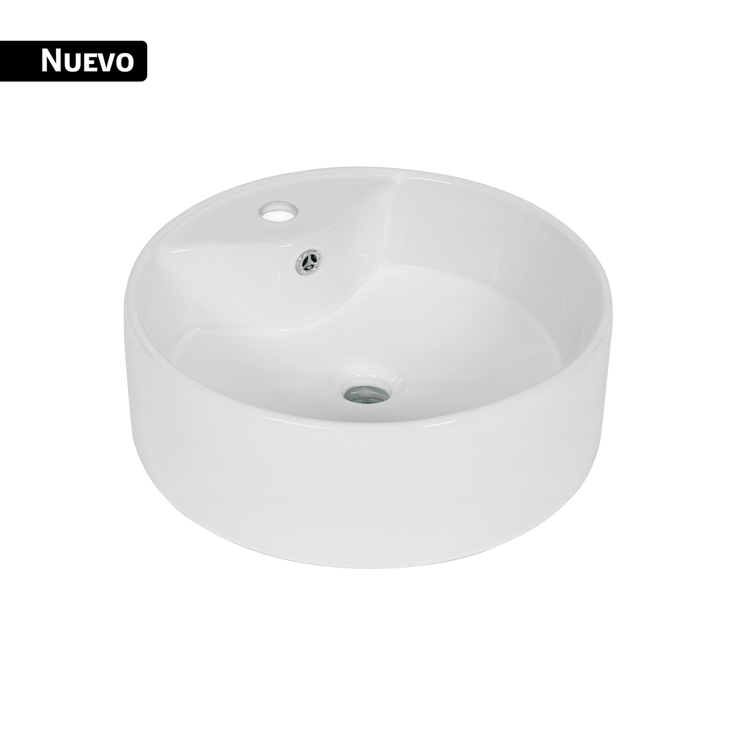 Lavabo de porcelana de sobreponer redondo, blanco, FOSET