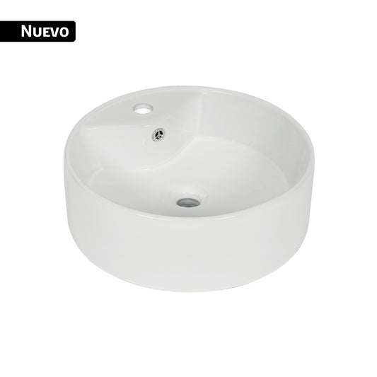 Lavabo de porcelana de sobreponer redondo, blanco, FOSET