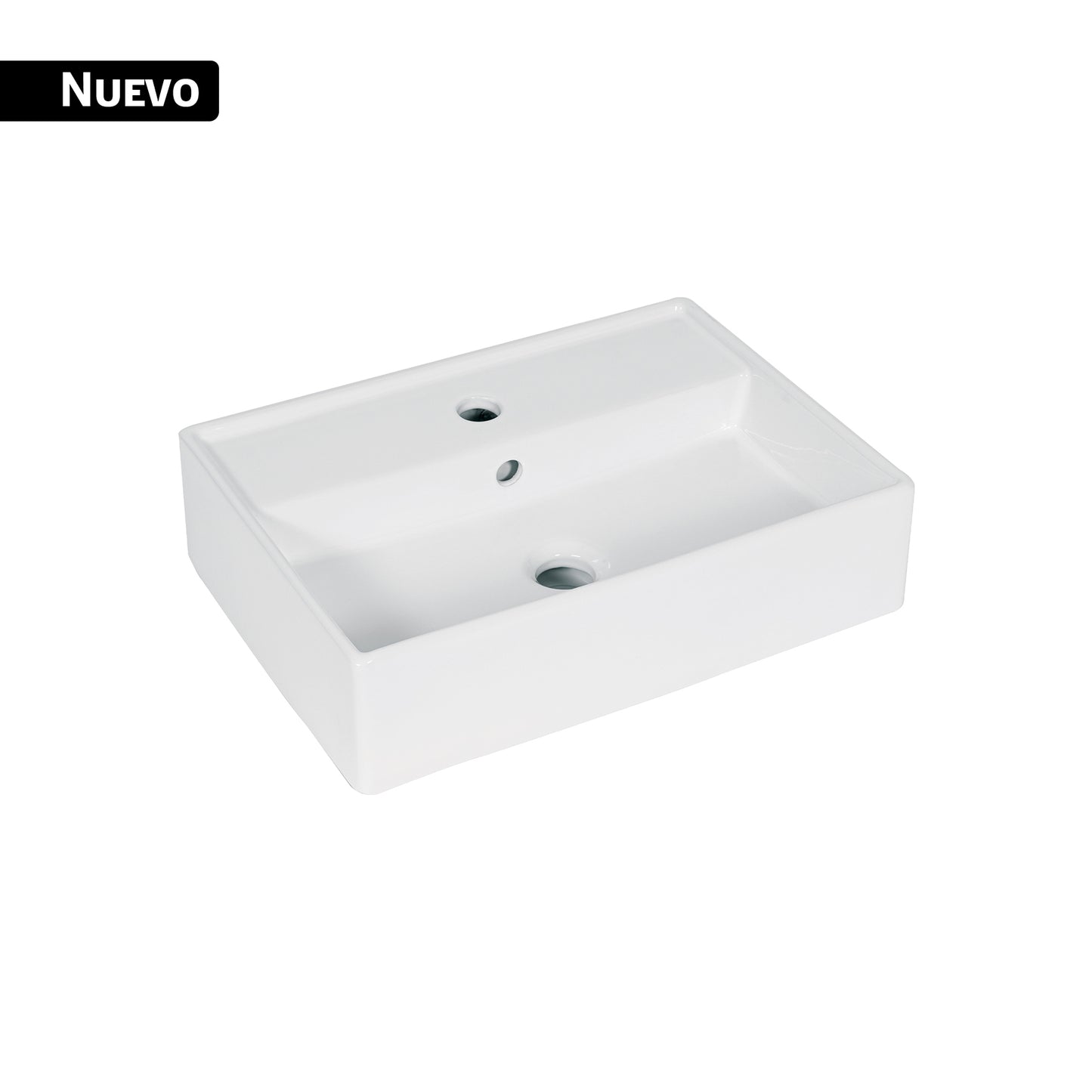 Lavabo de porcelana de sobreponer rectangular, blanco, FOSET