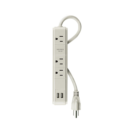 Multicontacto 16 AWG 3 entradas 2 puertos USB supresor 300 J