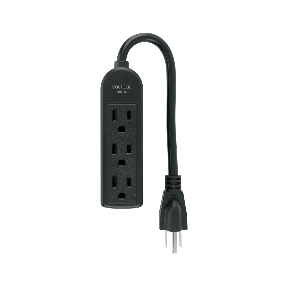 Multicontacto doméstico 3 entradas, negro VOLTECK