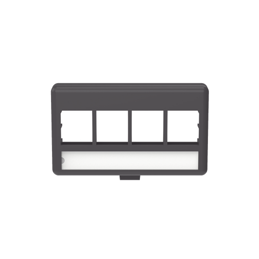Placa de Mobiliario Modular Est�ndar, Salidas Para 4 Puertos Keystone, Color Negro