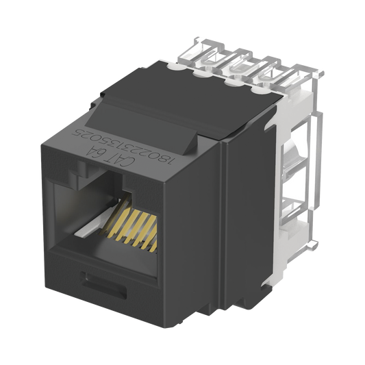 Conector Jack Estilo 110 (de Impacto), Tipo Keystone, Categor�a 6A, de 8 Posiciones y 8 Cables, Color Negro