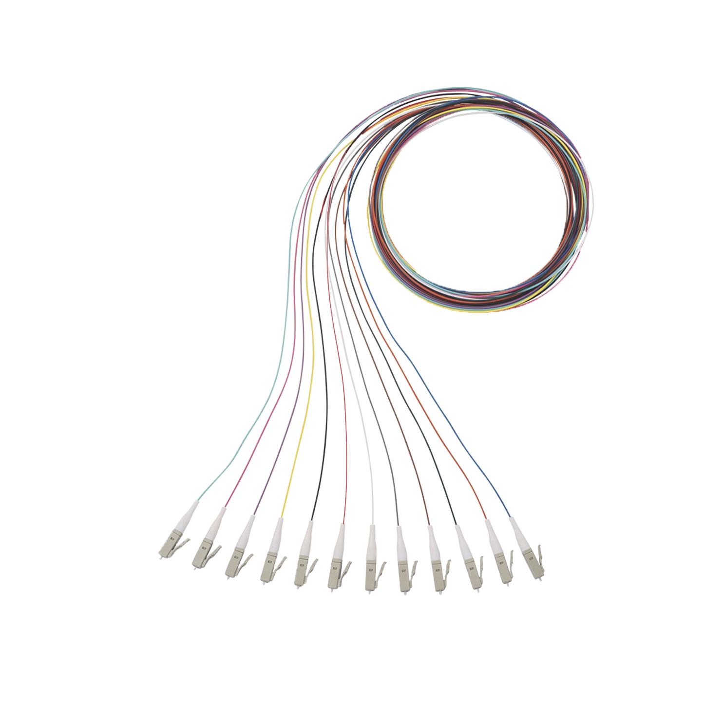 Kit de 12 Pigtails con Conector LC, Multimodo 50/125 OM3, 900um, de 1 Metro (3.28 Pies)