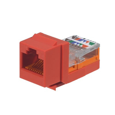 Conector Jack Estilo Leadframe, Tipo Keystone, Categor�a 5e, de 8 Posiciones y 8 Cables, Color Rojo
