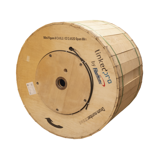 Carrete de 4 Kil�metros de Fibra �ptica A�rea Mini Figura 8, G.652D, Monomodo de 12 Hilos, Exterior, Span 80, Loose Tube