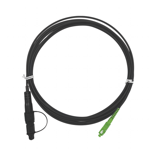 Jumper de Fibra �ptica, Conector SC/APC - Conexi�n a Caja FDP460, Redondo, 5 Metros (16.40 Pies), Forro 3 mm, G657A2, Negro