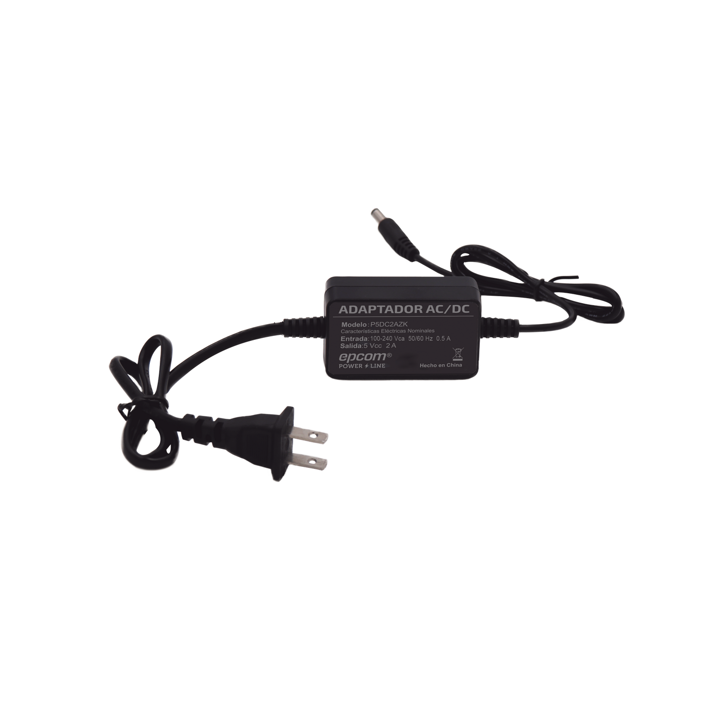 Adaptador 5 Vcc / 2A / UL / Voltaje de Entrada de 100-240 Vca / Para uso, solo en lectores biométricos de 5 Vcc de la marca ZK