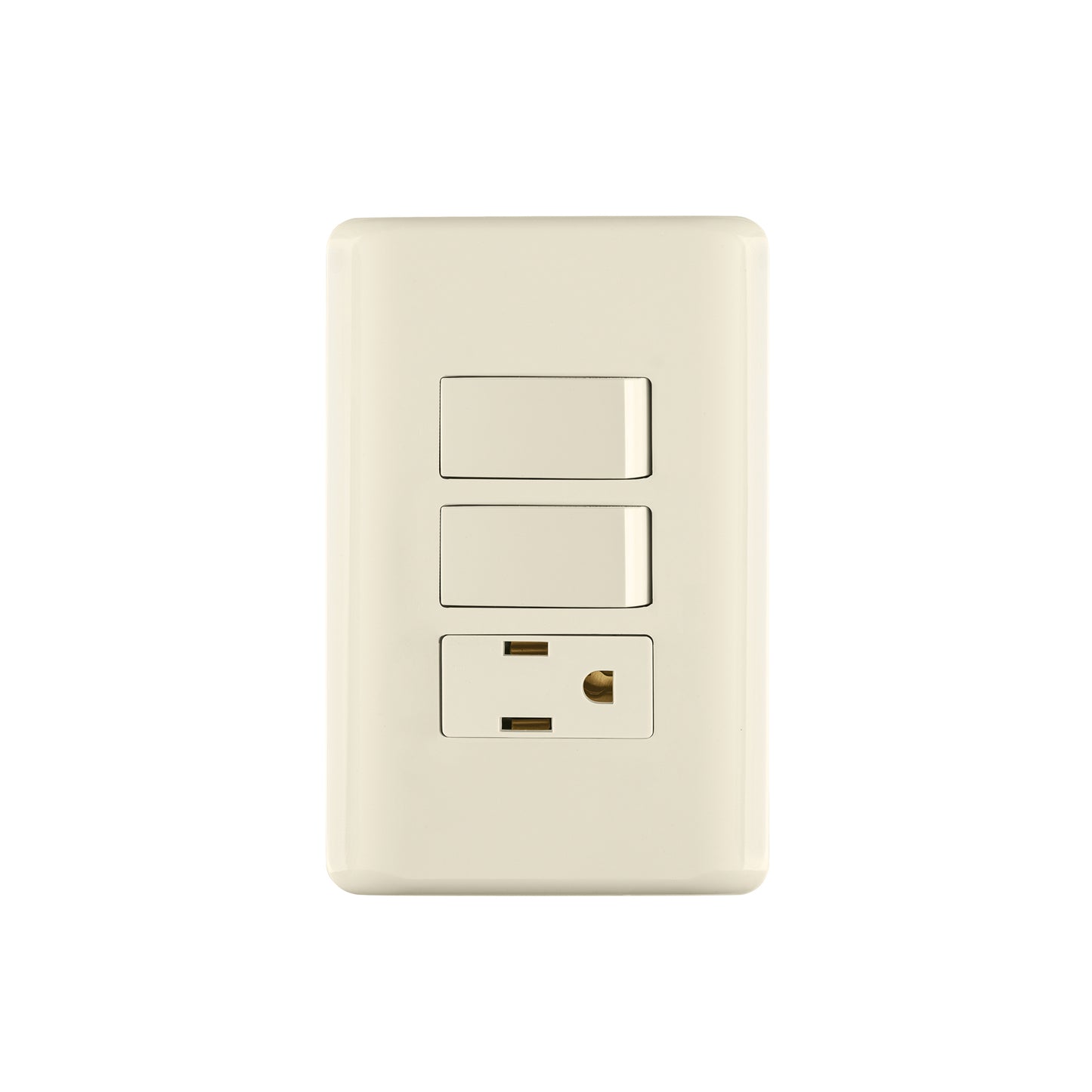 Placa armada 2 interruptores y contacto, marfil, Basic