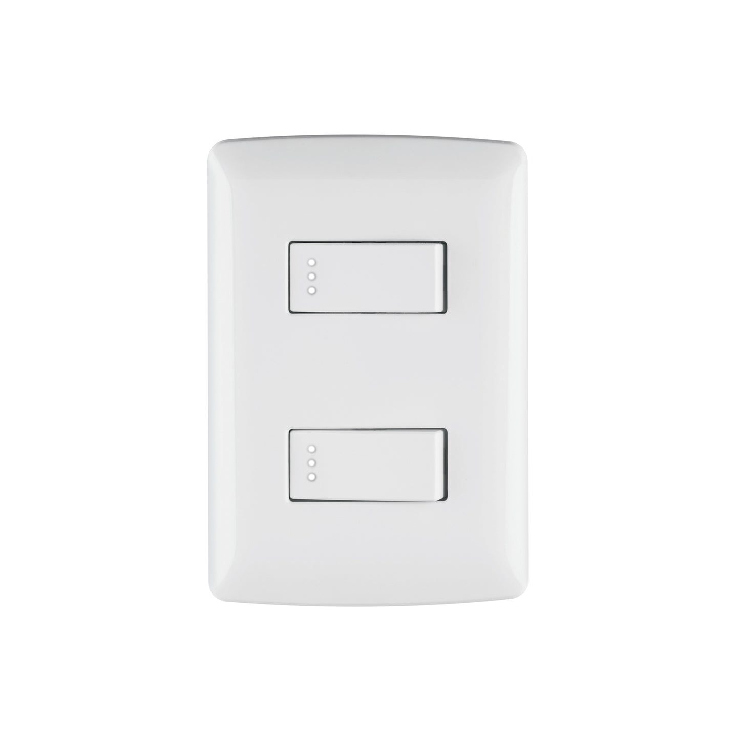 Placa armada, 2interruptores sencillos,blanco,línea Italiana