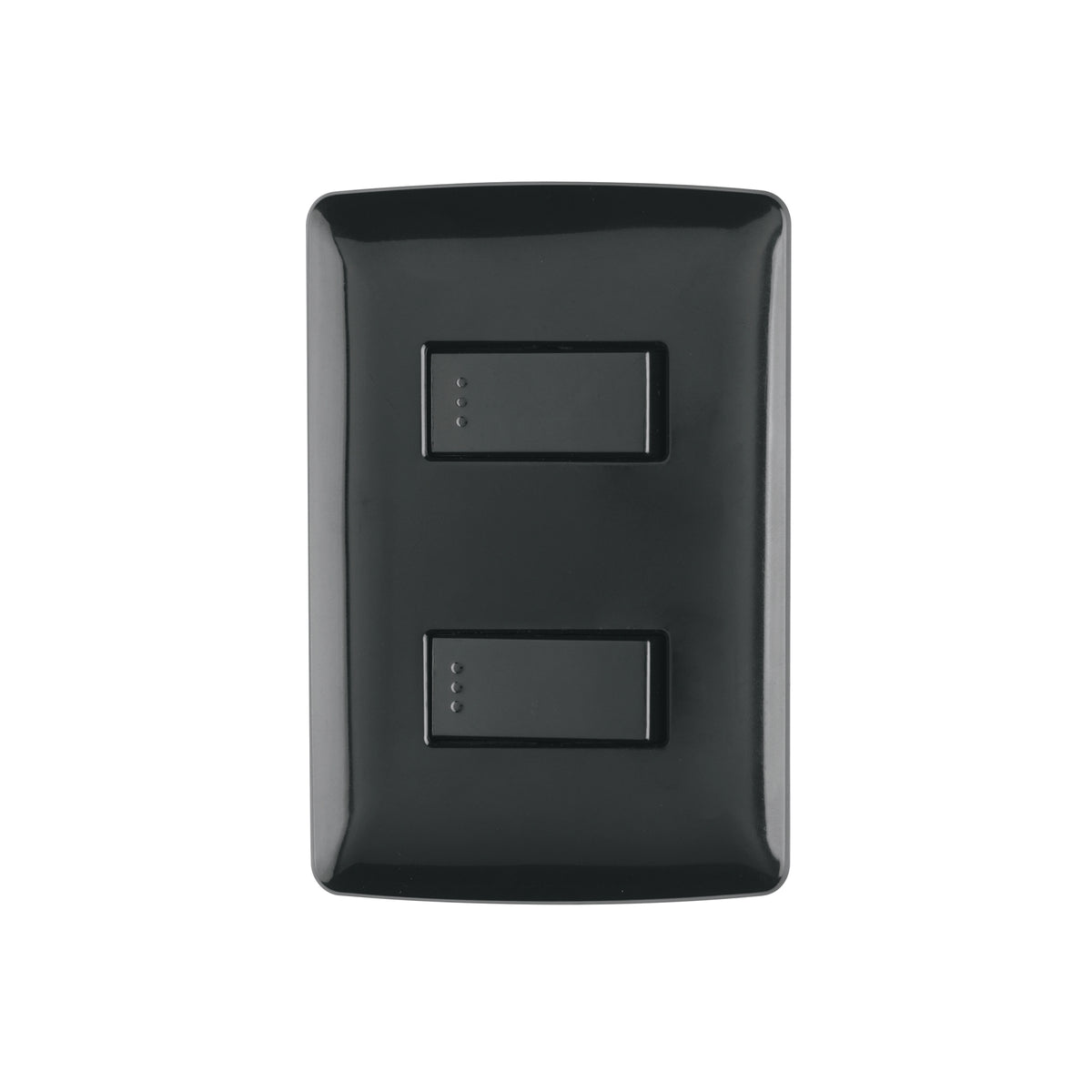 Placa armada, 2 interruptores sencillos,negro,línea Italiana
